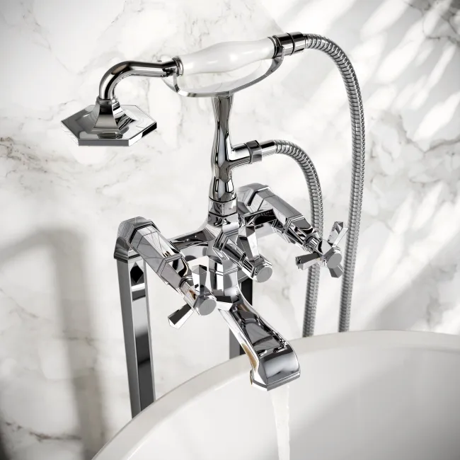 Kenmare Traditional Chrome Freestanding Bath Shower Mixer Tap