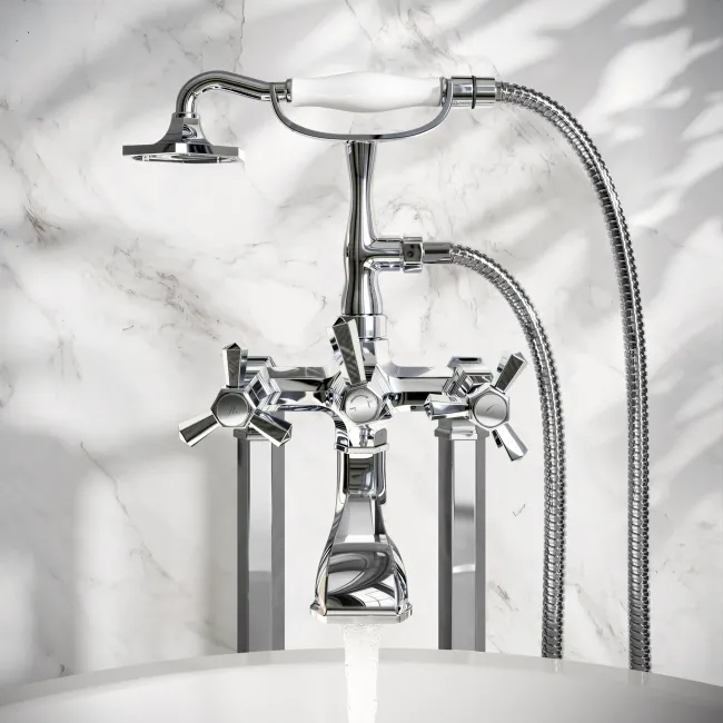 Kenmare Traditional Chrome Freestanding Bath Shower Mixer Tap