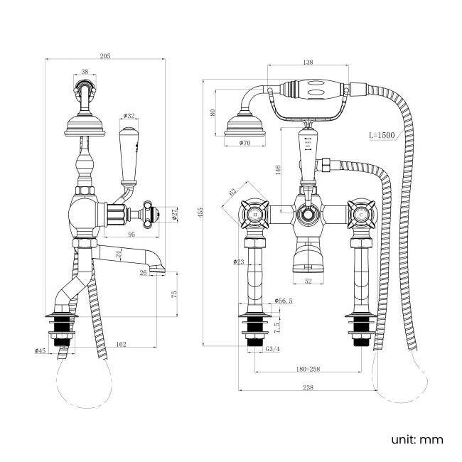Avoca Traditional Chrome Bath Shower Mixer Tap
