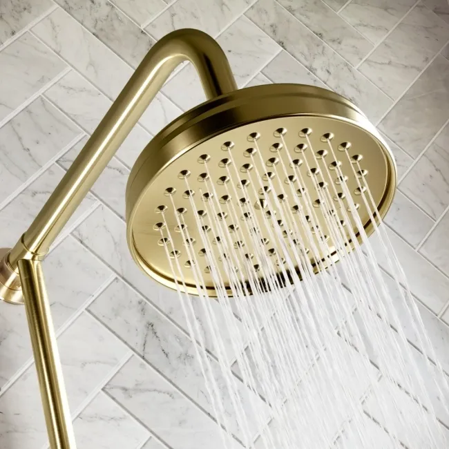 Nevis Brushed Brass Traditional Thermostatic Shower Set with Hand Shower