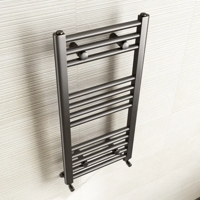 Naples Premium Brushed Gunmetal Straight Heated Towel Rail 800x400mm