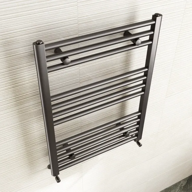 Naples Premium Brushed Gunmetal Straight Heated Towel Rail 800x600mm
