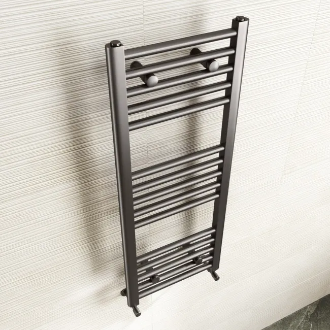 Naples Premium Brushed Gunmetal Straight Heated Towel Rail 1000x400mm