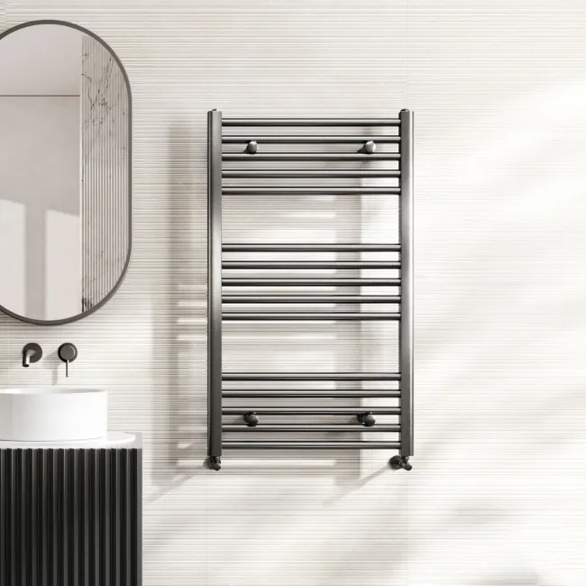 Naples Premium Brushed Gunmetal Straight Heated Towel Rail 1000x600mm