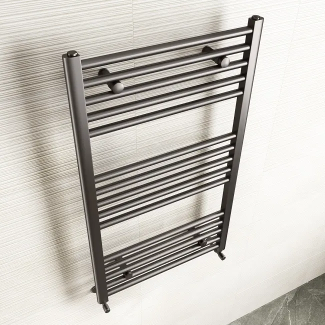 Naples Premium Brushed Gunmetal Straight Heated Towel Rail 1000x600mm