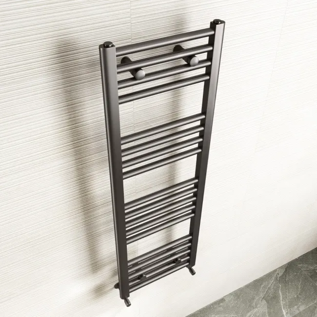 Naples Premium Brushed Gunmetal Straight Heated Towel Rail 1200x400mm