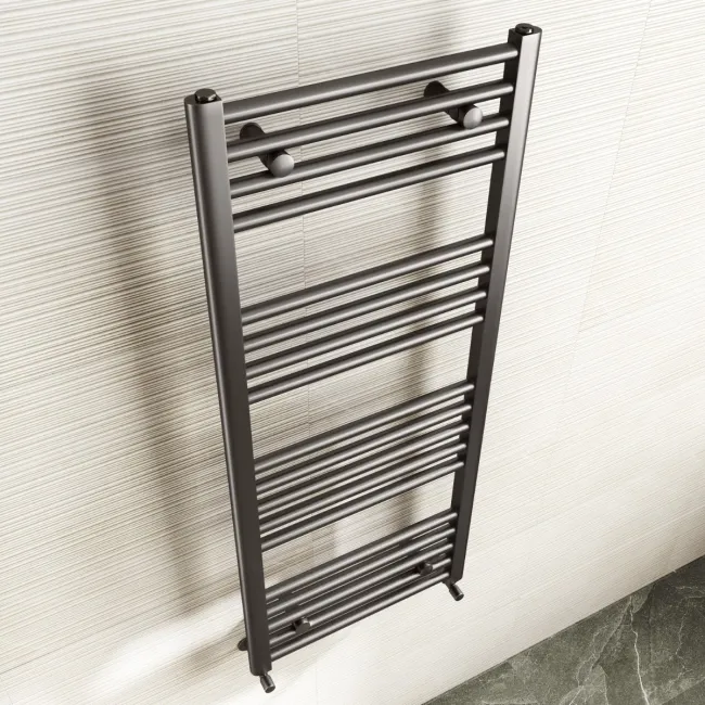 Naples Premium Brushed Gunmetal Straight Heated Towel Rail 1200x500mm
