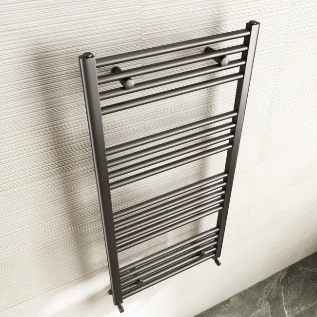 Naples Premium Brushed Gunmetal Straight Heated Towel Rail 1200x600mm