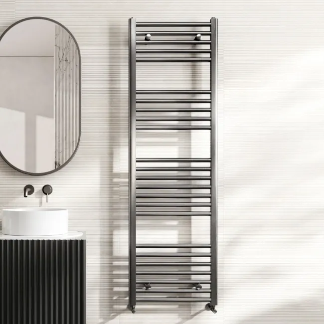 Naples Premium Brushed Gunmetal Straight Heated Towel Rail 1600x500mm
