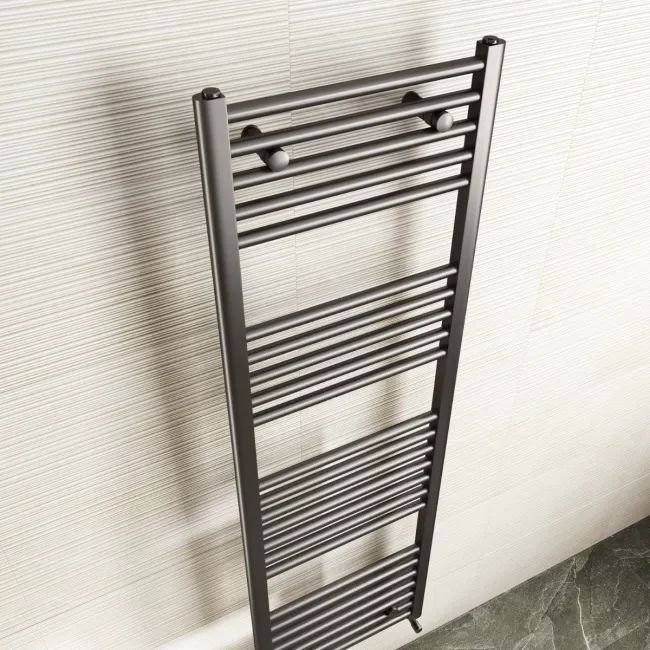 Naples Premium Brushed Gunmetal Straight Heated Towel Rail 1600x500mm