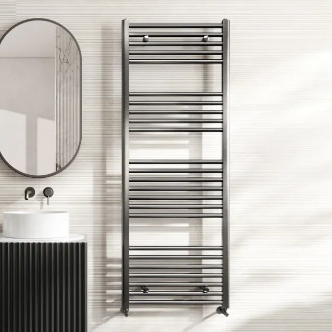 Naples Premium Brushed Gunmetal Straight Heated Towel Rail 1600x600mm