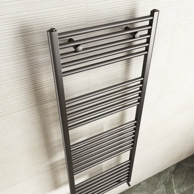 Naples Premium Brushed Gunmetal Straight Heated Towel Rail 1600x600mm