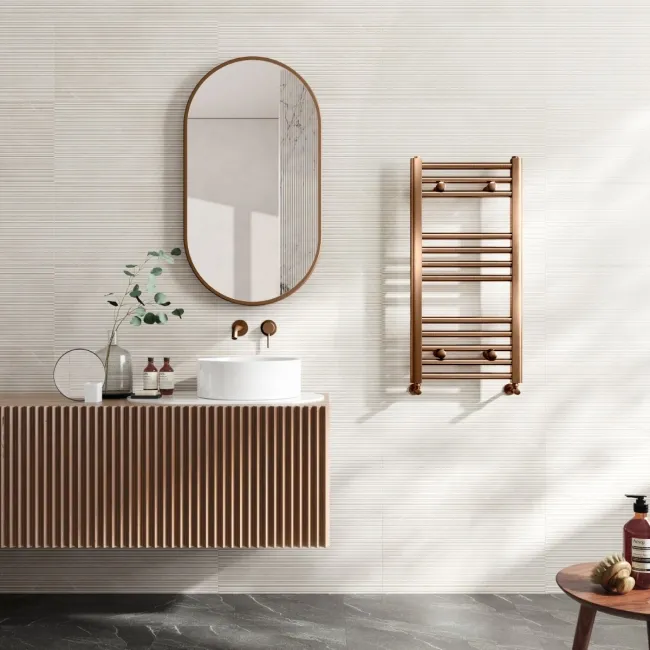Naples Premium Brushed Copper Straight Heated Towel Rail 800x400mm