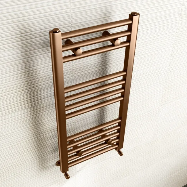Naples Premium Brushed Copper Straight Heated Towel Rail 800x400mm