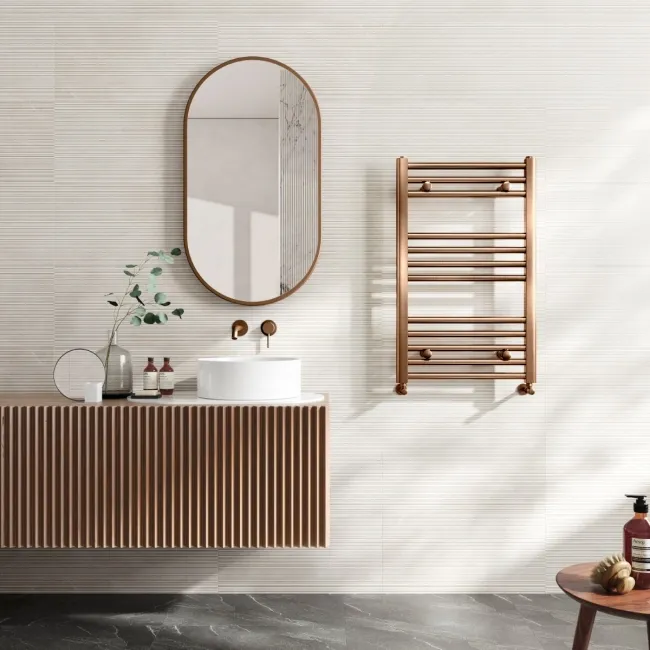 Naples Premium Brushed Copper Straight Heated Towel Rail 800x500mm