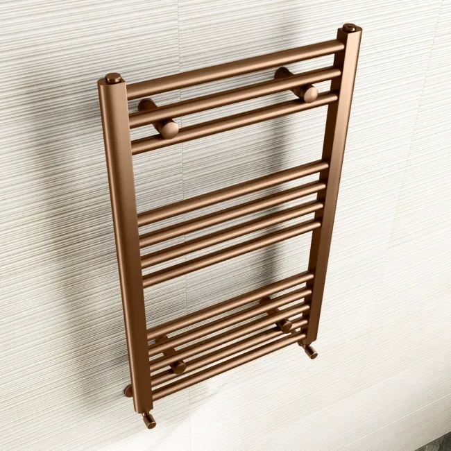 Naples Premium Brushed Copper Straight Heated Towel Rail 800x500mm