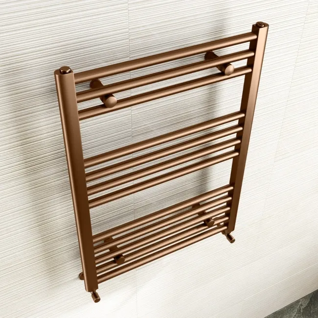 Naples Premium Brushed Copper Straight Heated Towel Rail 800x600mm