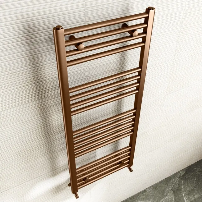 Naples Premium Brushed Copper Straight Heated Towel Rail 1200x500mm