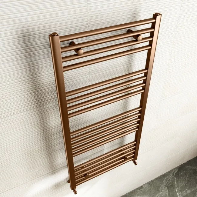 Naples Premium Brushed Copper Straight Heated Towel Rail 1200x600mm