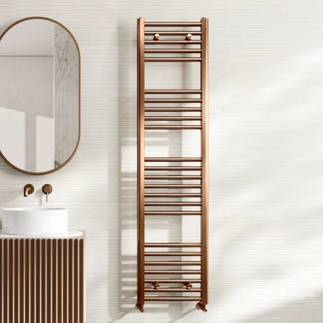 Naples Premium Brushed Copper Straight Heated Towel Rail 1600x400mm