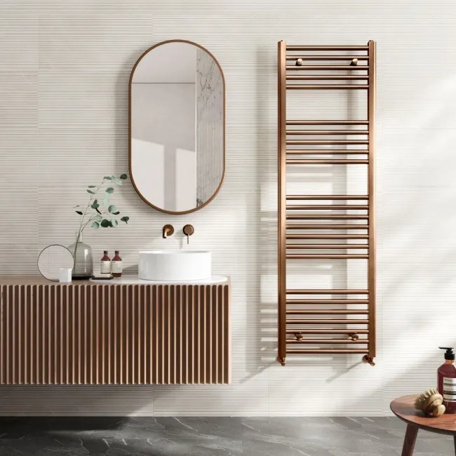 Naples Premium Brushed Copper Straight Heated Towel Rail 1600x500mm