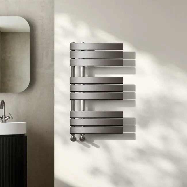 Seville Brushed Gunmetal Designer Flat Panel Heated Towel Rail 800x450mm