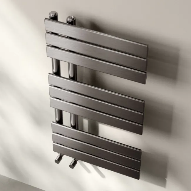 Seville Brushed Gunmetal Designer Flat Panel Heated Towel Rail 800x450mm