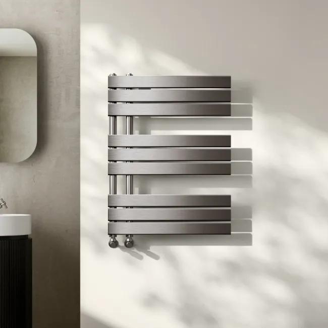 Seville Brushed Gunmetal Designer Flat Panel Heated Towel Rail 800x600mm