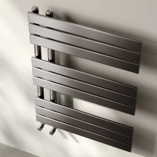 Seville Brushed Gunmetal Designer Flat Panel Heated Towel Rail 800x600mm