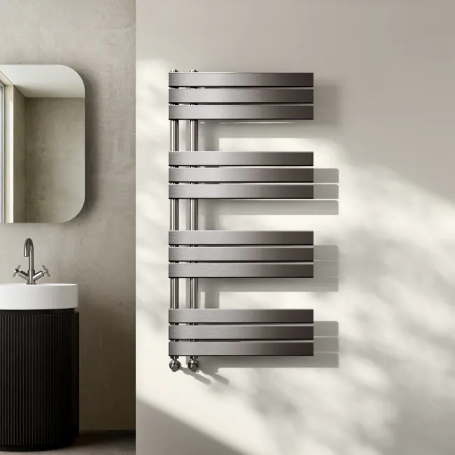 Seville Brushed Gunmetal Designer Flat Panel Heated Towel Rail 1200x600mm