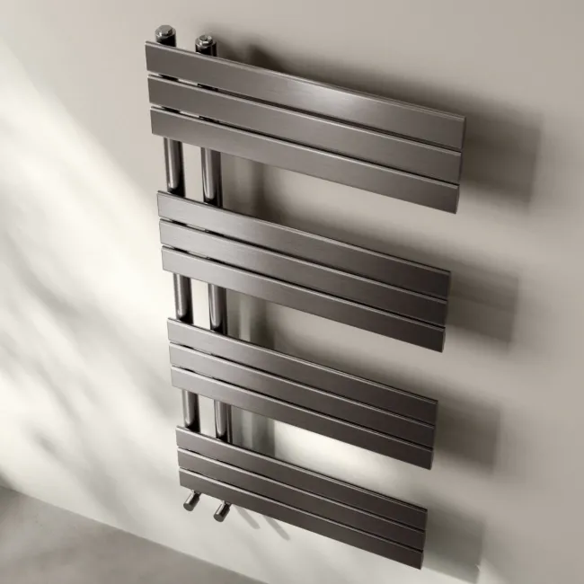 Seville Brushed Gunmetal Designer Flat Panel Heated Towel Rail 1200x600mm