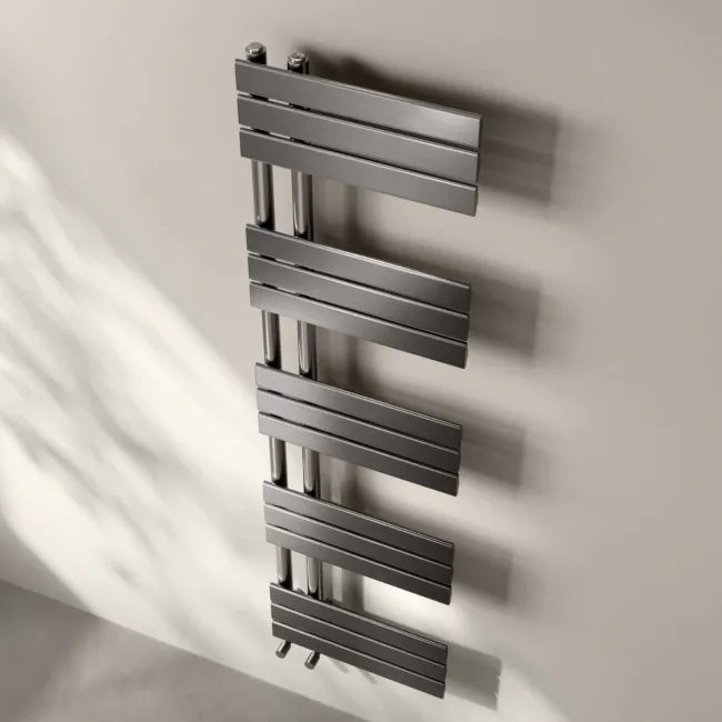 Seville Brushed Gunmetal Designer Flat Panel Heated Towel Rail 1600x450mm
