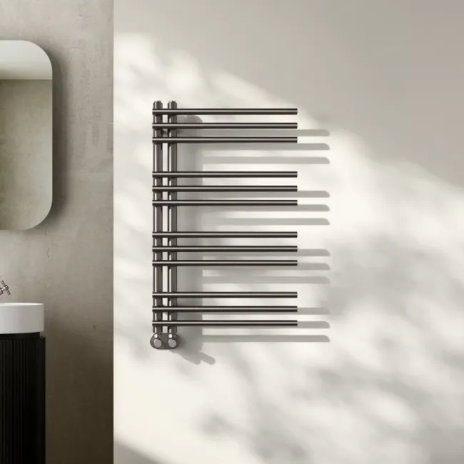 Cannes Brushed Gunmetal Designer Heated Towel Rail 800x500mm