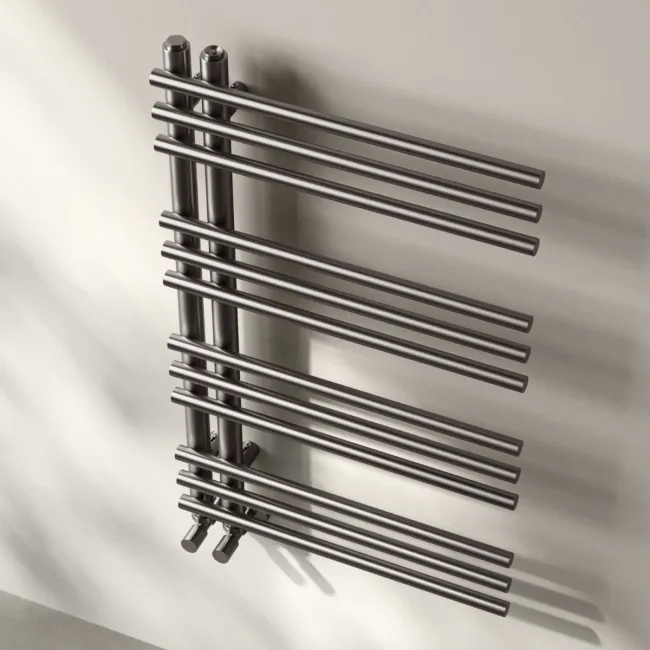 Cannes Brushed Gunmetal Designer Heated Towel Rail 800x500mm