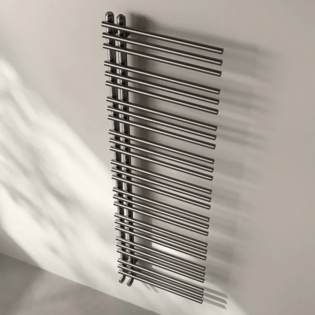 Cannes Brushed Gunmetal Designer Heated Towel Rail 1600x500mm