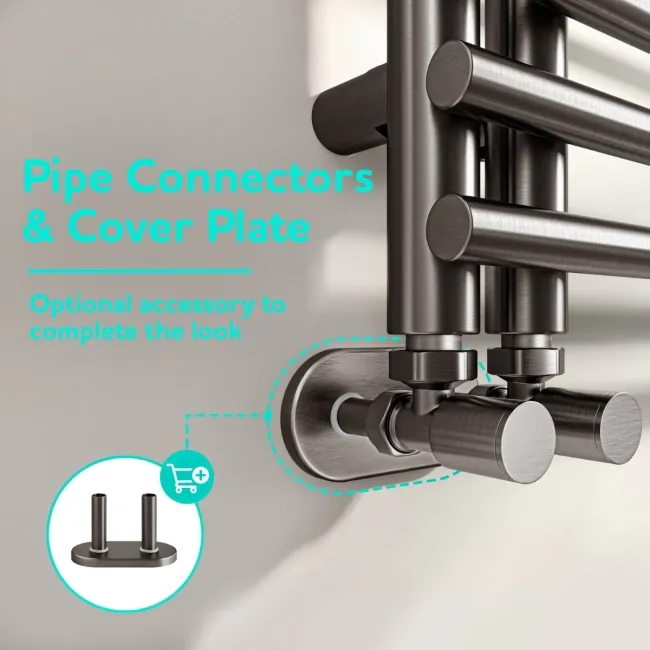 Cannes Brushed Gunmetal Designer Heated Towel Rail 1600x500mm