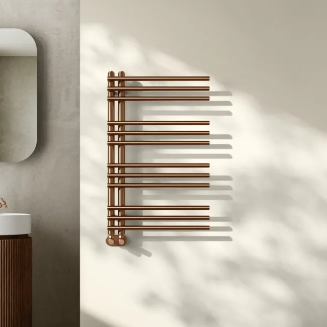 Cannes Brushed Copper Designer Heated Towel Rail 800x500mm