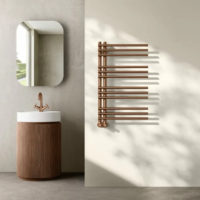 Cannes Brushed Copper Designer Heated Towel Rail 800x500mm