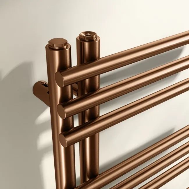 Cannes Brushed Copper Designer Heated Towel Rail 800x500mm