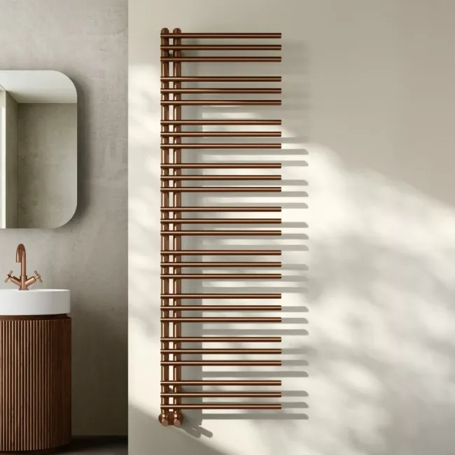 Cannes Brushed Copper Designer Heated Towel Rail 1600x500mm
