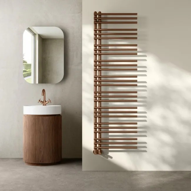 Cannes Brushed Copper Designer Heated Towel Rail 1600x500mm