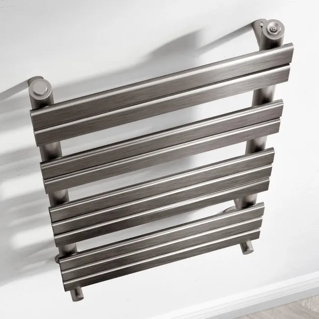 Santorini Brushed Gunmetal Flat Panel Heated Towel Rail 1000x450mm