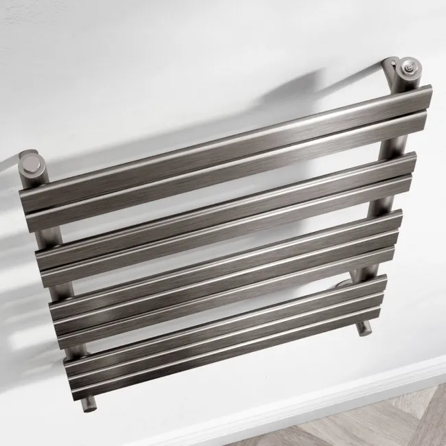 Santorini Brushed Gunmetal Flat Panel Heated Towel Rail 1000x600mm