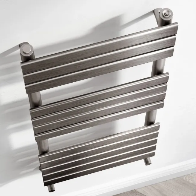 Santorini Brushed Gunmetal Flat Panel Heated Towel Rail 1200x450mm