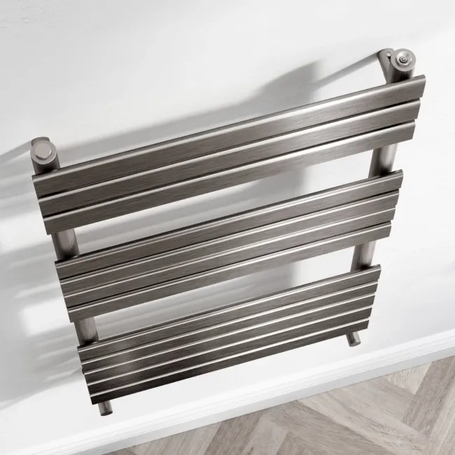 Santorini Brushed Gunmetal Flat Panel Heated Towel Rail 1200x600mm