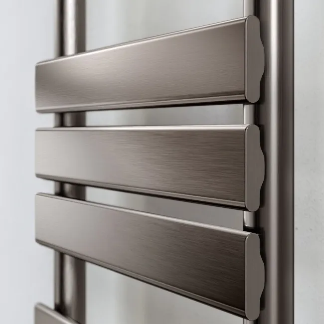 Santorini Brushed Gunmetal Flat Panel Heated Towel Rail 1200x600mm