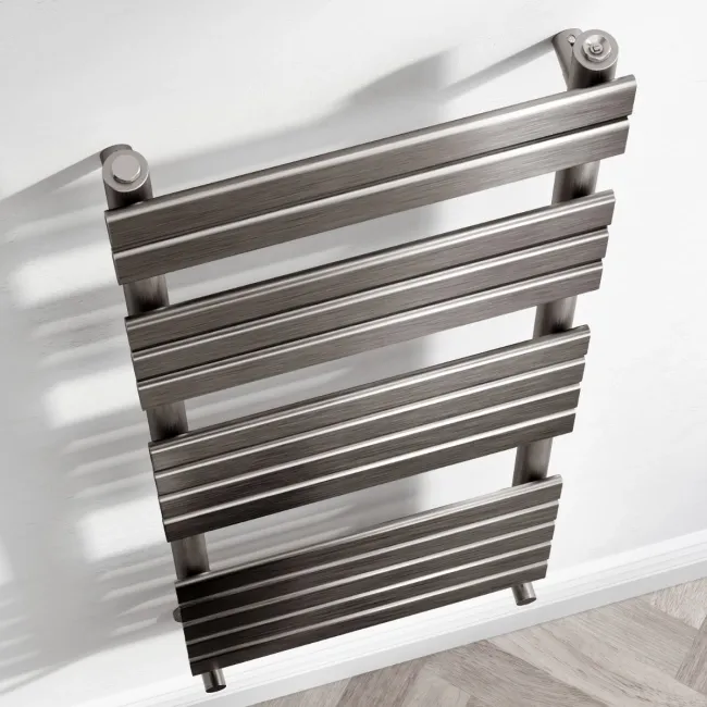 Santorini Brushed Gunmetal Flat Panel Heated Towel Rail 1400x450mm