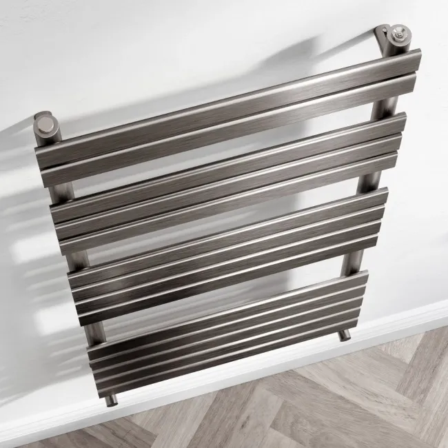 Santorini Brushed Gunmetal Flat Panel Heated Towel Rail 1400x600mm