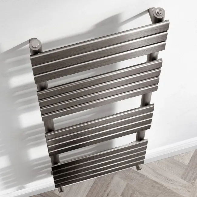 Santorini Brushed Gunmetal Flat Panel Heated Towel Rail 1600x450mm
