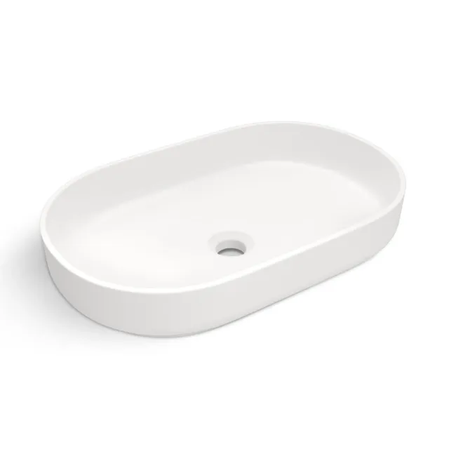 Missouri Matt White Pill Counter Top Stone Basin 550x350mm